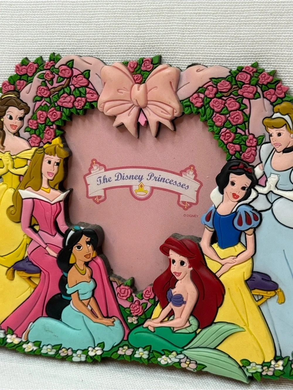 VTG Disney Princess 3D Heart Shaped Photo Frame Magnet Belle Ariel Snow White